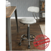 Lumisource OC-SWFT GY+GY Swift Industrial Task Chair in Grey Metal and Light Grey Faux Leather 